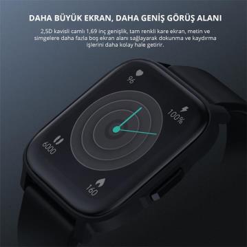 AUKEY SW-1S-BK AKILLI SAAT 4.3CM IP68 TFT LCD PARLAK EKRAN BT ARAMA SAĞLIK MONİTÖRÜ 12 GÜN PİL SİYAH 