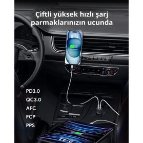 AUKEY CC-Y23-BK 65W İKİ TYPE-C PD ARAÇ ŞARJ CİHAZI 