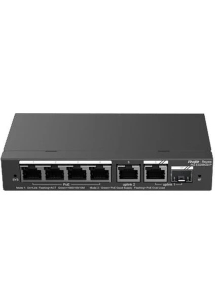 RUIJIE RUIJIE RG-ES206GS-P 4 PORT 10/100/1000 4 PORT POE+ 1XGE UPLINK 1 X SFP 54W RUJIE CLOUD YONETILEBILIR DESKTOP SWITCH