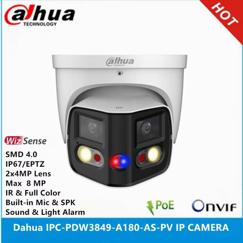 DAHUA DAHUA  IPC-PDW3849-A180-AS-PV  2X4Mpix, 2,8mm Lens,H265+, 25Mt Gece Görüşü, IP67, Dahili Mikrofon, TiOC Duo Süper Geniş Açı Dome-53339