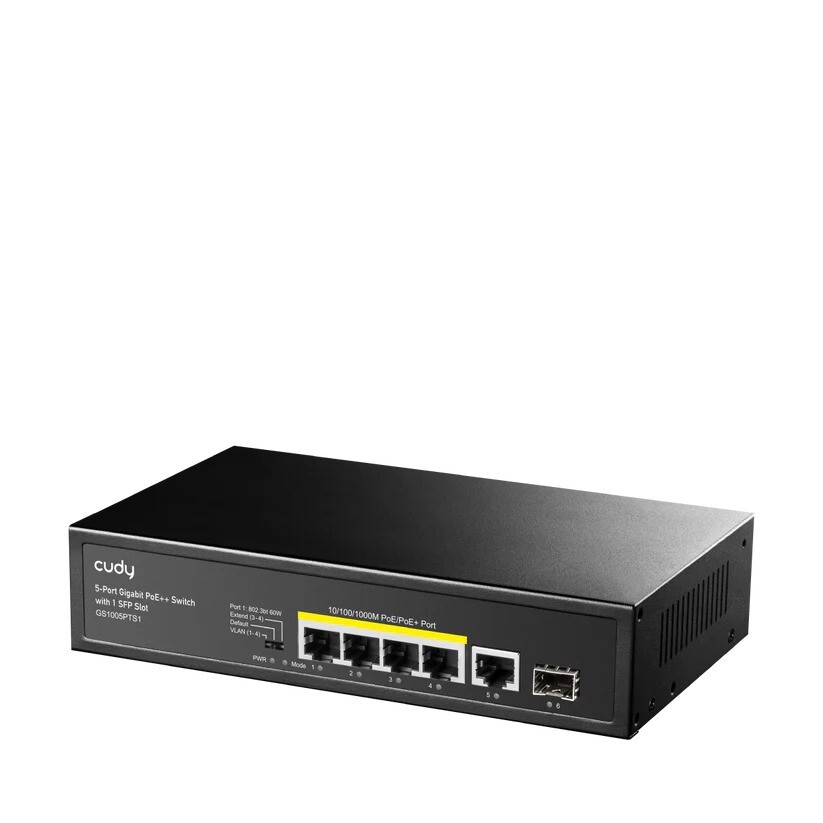 CUDY CUDY GS1005PTS1 5 PORT 10/100/1000 4 PORT POE+ 1 PORT UPLINK+ 1 SFP 120W YONETILEMEZ DESKTOP SWITCH