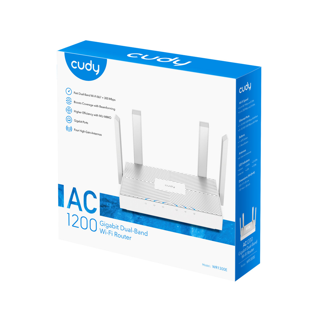 CUDY Cudy WR1300E AC1200 2.4GHz/5GHz 1200Mbps AP/RE/WISP 3*Gigabit Port MU-MIMO Kablosuz Wi-Fi Router-62633