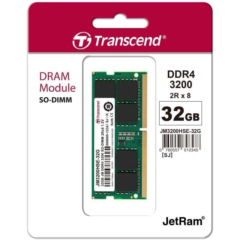 TRANSCEND TRANSCEND 32GB 3200Mhz DDR4 1.2V JM3200HSE-32G NOTEBOOK RAM-34383