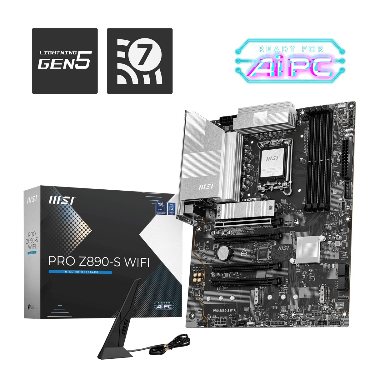 MSI MSI MB PRO Z890-S WIFI PZ SOKET 1851 DDR5 8800MHZ(OC) USB 20Gbps 3xM.2 1xTB4 HDMI DISPLAY 2.5G LAN WIFI7 ATX