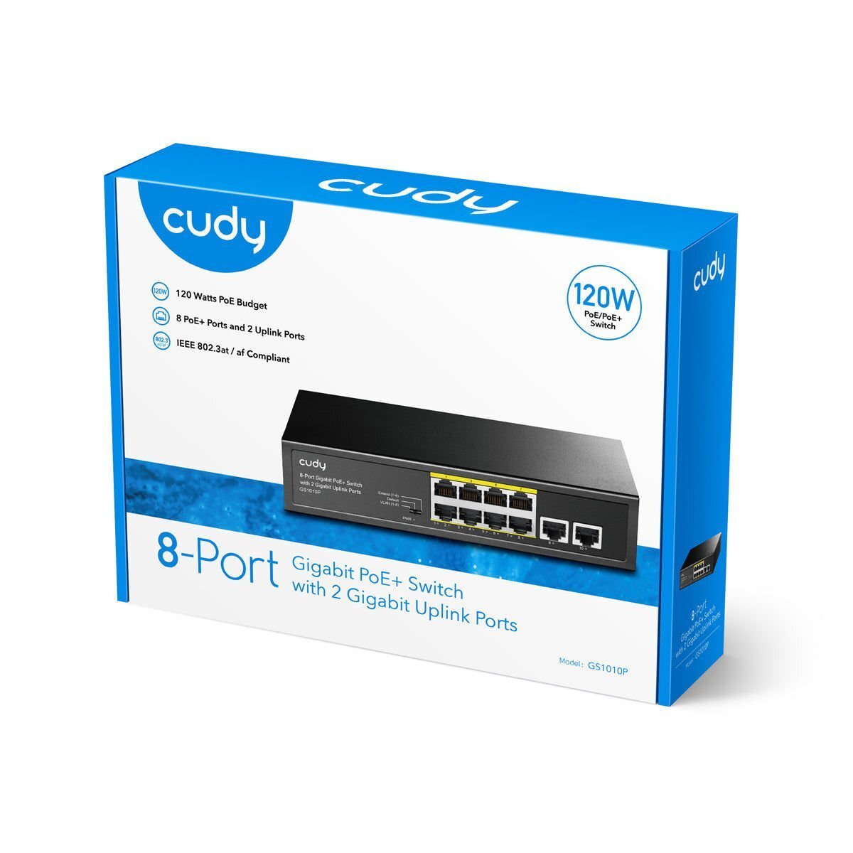 CUDY Cudy GS1010P 8 Port 10/100/1000Mbps 2*GE Uplink VLAN&Extend Mode 250m 120W POE+ Ethernet Switch-61695
