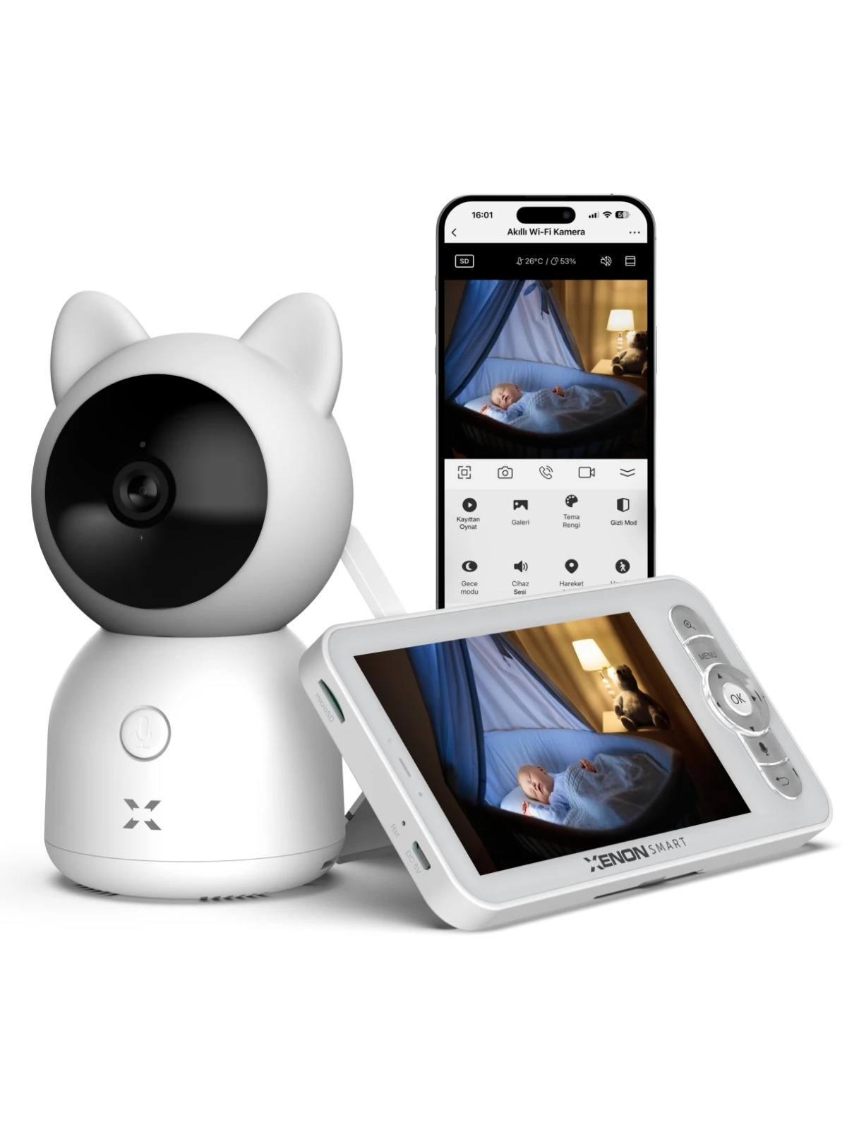 XENON SMART XENON SMART XENON SMART MONITORLU BEBEK KAMERASI X7202