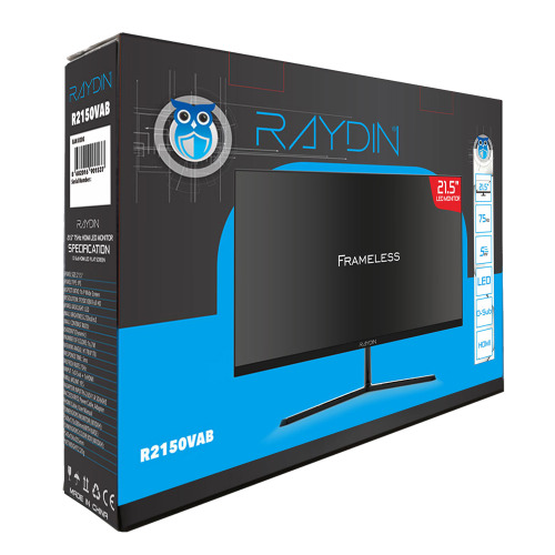 RAYDIN RAYDIN R2150VAB, 21,5&quot; 5ms, 75Hz, Full HD, D-Sub, HDMI, Frameless, VA LED Monitör (Siyah)-57426