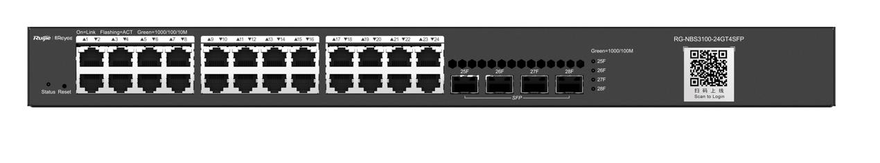 REYEE RUİJİE-REYEE  RG-NBS3100-24GT4SFP 24XGE-4XGE/SFP YÖNETİLEBİLİR F.GİGABİT NETWORK SWİTCH