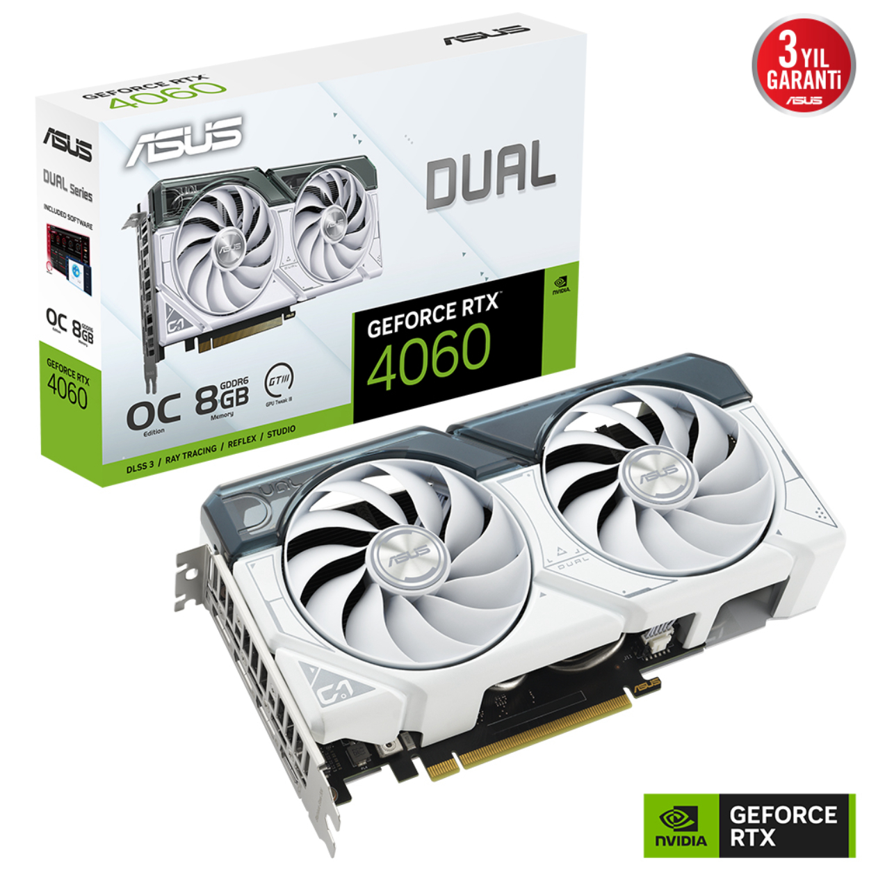 ASUS ASUS DUAL-RTX4060-O8G-WHITE 8GB GDDR6 HDMI 128Bit