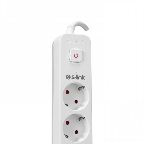 S-LINK S-LINK SPG501S, 5 Soket, Akım Korumalı Priz, 1.5Mt Kablo, 750 Joule (Beyaz) %100 Bakır-53511