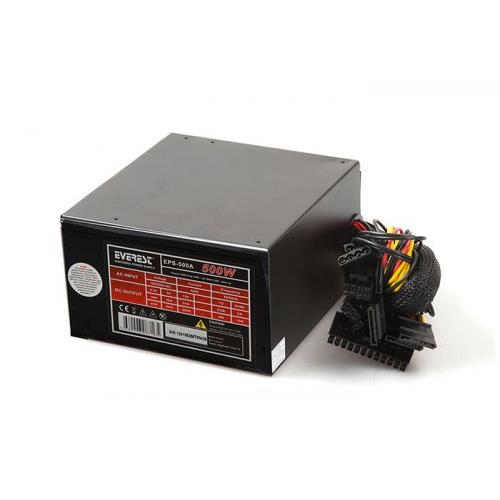 EVEREST EVEREST EPS-500A, 500W, 12cm Fan, ATX, GAMING Power Supply (PSU)-46823