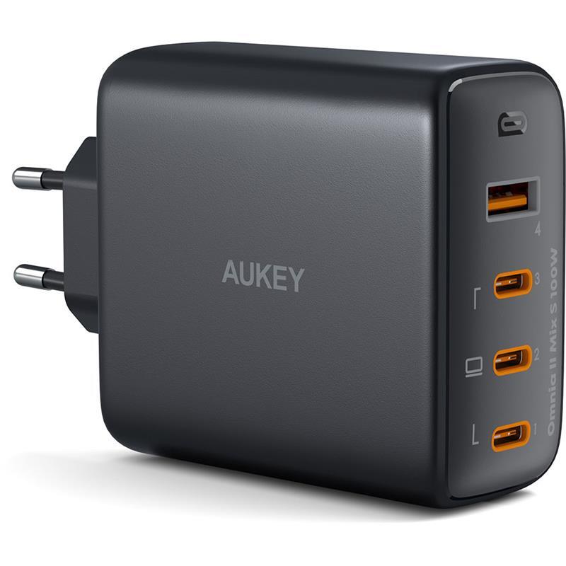 AUKEY AUKEY PA-B7S-BK 100W DÖRT BAĞLANTI NOKTALI PD GAN DUVAR ŞARJ CİHAZI 
