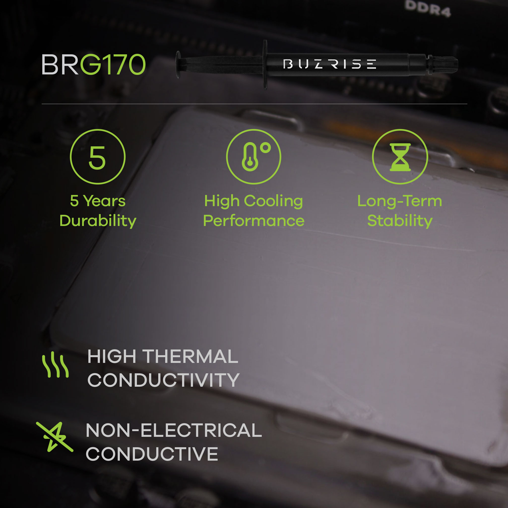BUZRISE Buzrise BRG-170 2gr Yüksek Performanslı Termal Macun 17W/m.k-29656