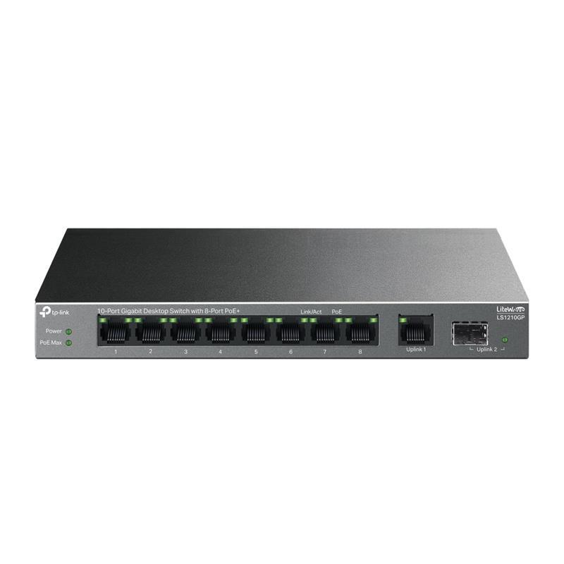 TP-LINK TP-LINK LS1210GP 8 PORT GIGABIT + 1XRJ45/1XSFP UPLINK 61W 250 METRE POE MESAFE METAL KASA -31094