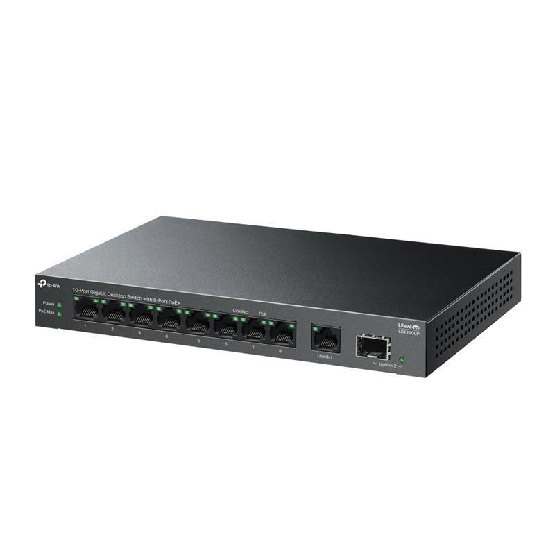 TP-LINK TP-LINK LS1210GP 8 PORT GIGABIT + 1XRJ45/1XSFP UPLINK 61W 250 METRE POE MESAFE METAL KASA -31095