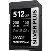 BIGBOY LEXAR 512GB LSDSIPL512G-BNNNG SD PROFESSIONAL SILVER PLUS SDXC UHS-I CARDS UP TO 205MB/S READ 150MB/S WRITE C10 V30 U3-65670