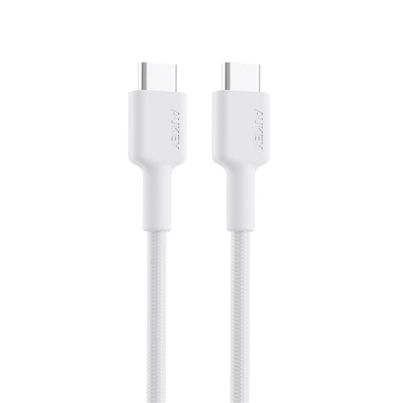 AUKEY AUKEY CB-CD45-WH PD NAYLON ÖRGÜLÜ TYPE-C TYPE-C ŞARJ KABLOSU 0.9M 