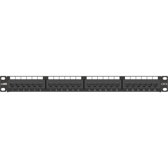 AGER AC-611-24E 8P8C,LSA,ALTIN KONTAK 24 PORT CAT6 DOLU 1U ZIRHSIZ PATCH PANEL