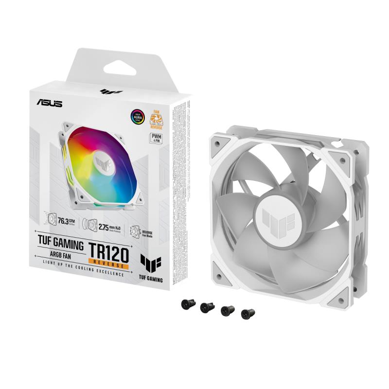 ASUS ASUS TUF TR120 REVERSE SOĞUTUCU KASA RADYATÖR FANI TERS HAVA AKIŞI ADRESLENEBİLİR ARGB 120MM BEYAZ