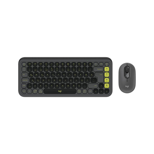 LOGITECH LOGITECH POP ICON COMBO, Siyah-Yeşil, 920-013075, Kablosuz, Türkçe Q, Klavye Mouse Set