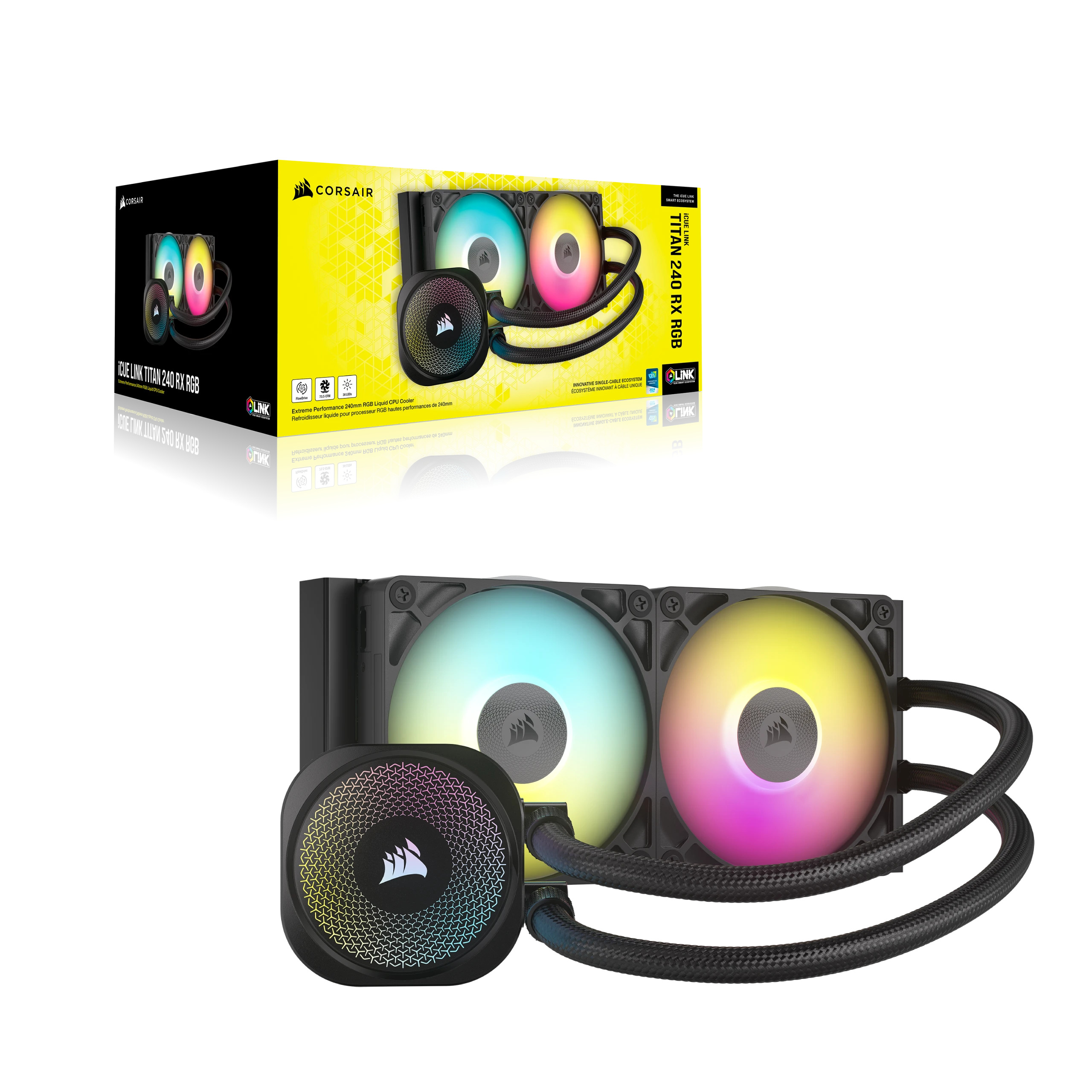 CORSAIR CORSAIR CW-9061016-WW ICUE LINK TITAN 240 RX RGB AIO 240 mm RADYATÖR RGB AYDINLATMA SIVI CPU SOĞUTUCUSU SIYAH (Intel 1700 Intel 