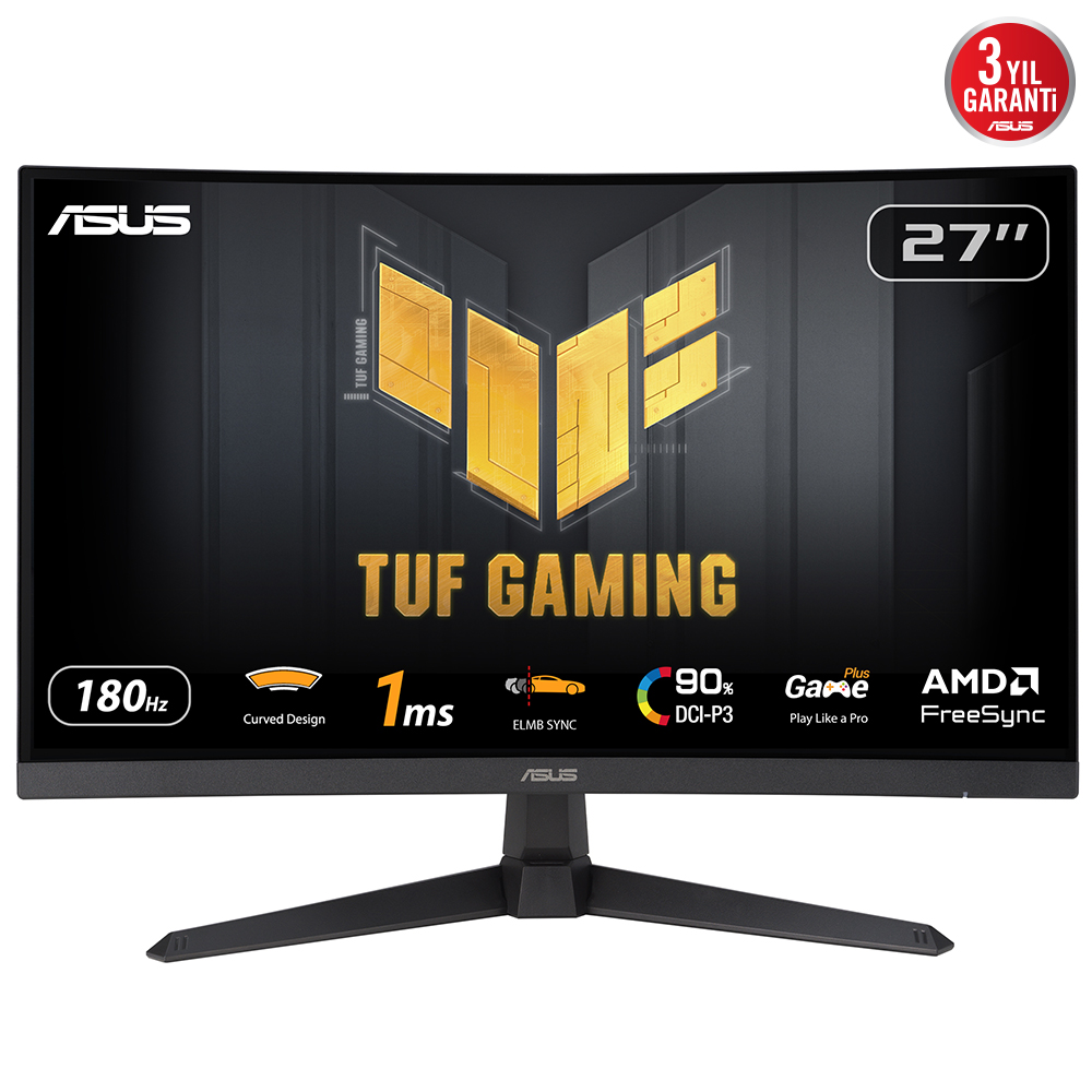 ASUS ASUS TUF GAMING VG27VQ3B 27 VA FREESYNC 1920x1080 1MS 180HZ DP HDMI MM VESA 3YIL ELMB SYNC Monitör-54671