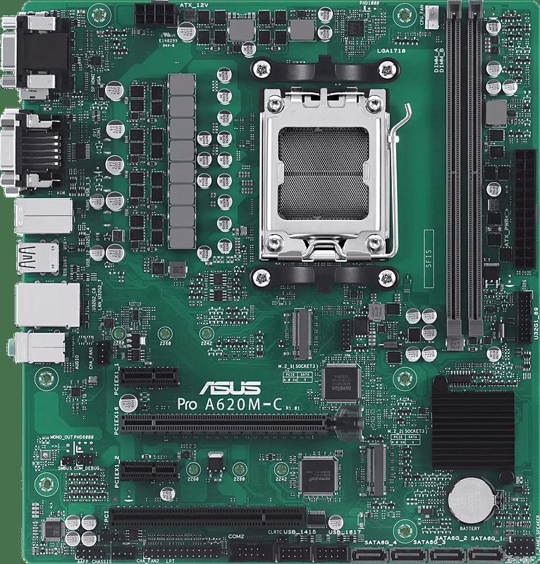 ASUS ASUS MB PRO A620M-C-CSM AMD A620 AM5 DDR5 6400 DP HDMI DVI VGA CIFT M2 USB3.2 AURA RGB COM PCI mATX UCRETSIZ UZAKTAN YAZILIMI AS-40183