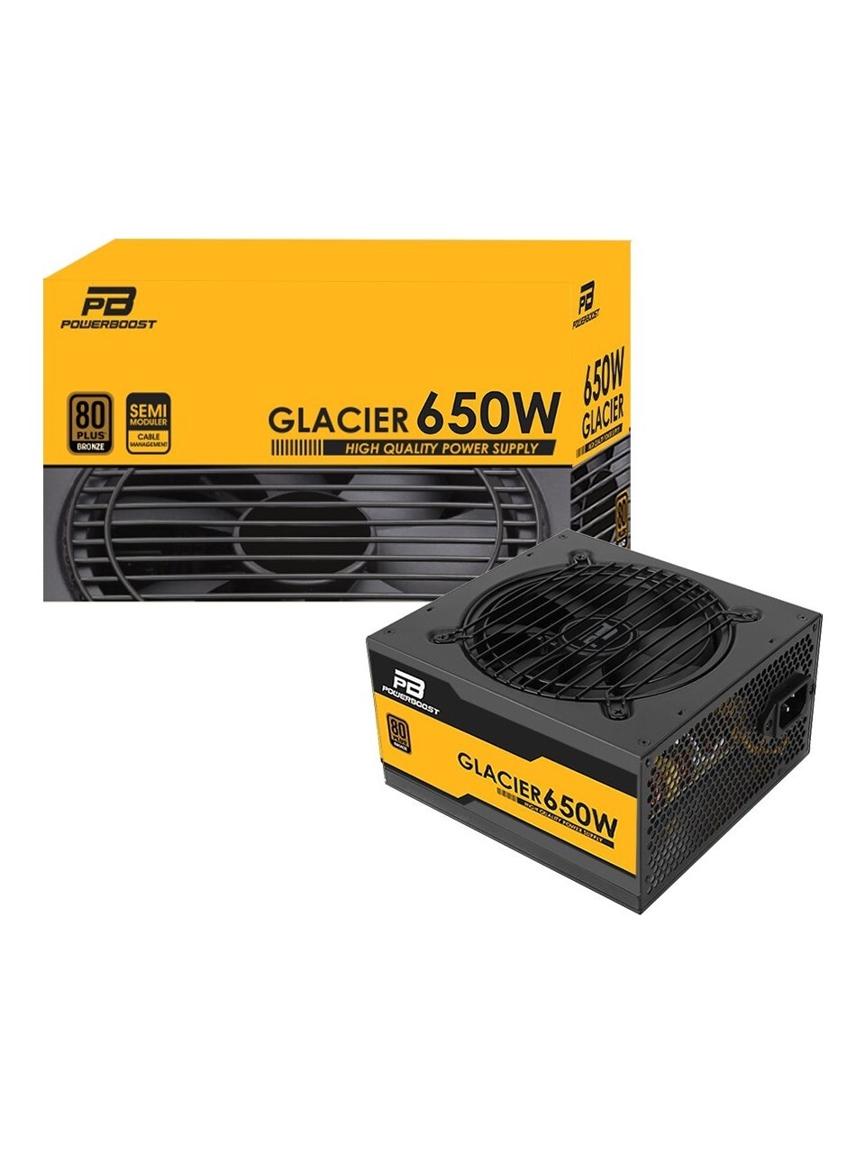 POWERBOOST  BST-ATX650B GLACIER 650w 80+ BRONZE Semi Modüler 12cm Fanlı ATX PSU