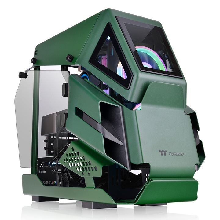 THERMALTAKE  ah t200 racing green tempered glass pencereli, mikro atx oyuncu kasası