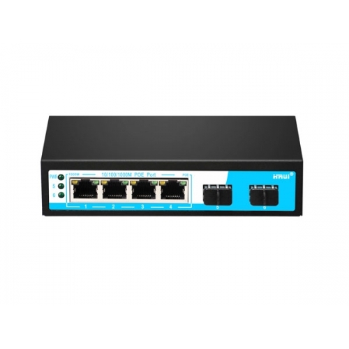 HRUI  HR901-AF-4P2S 4 PORT 10/100/1000 4 PORT POE 2 X SFP 65W YONETILEMEZ RACK MOUNT SWITCH