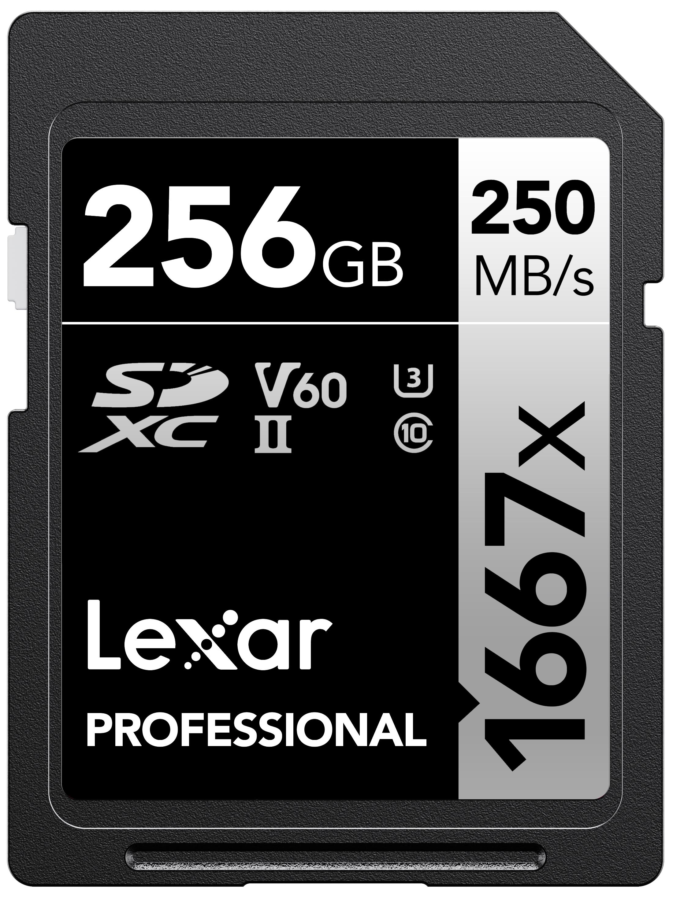 BIGBOY LEXAR 256GB LSD256CB1667 SD PROFESSIONAL 1667X SDXC UHS-II CARDS UP TO 250MB/S READ 120MB/S WRITE C10 V60 U3