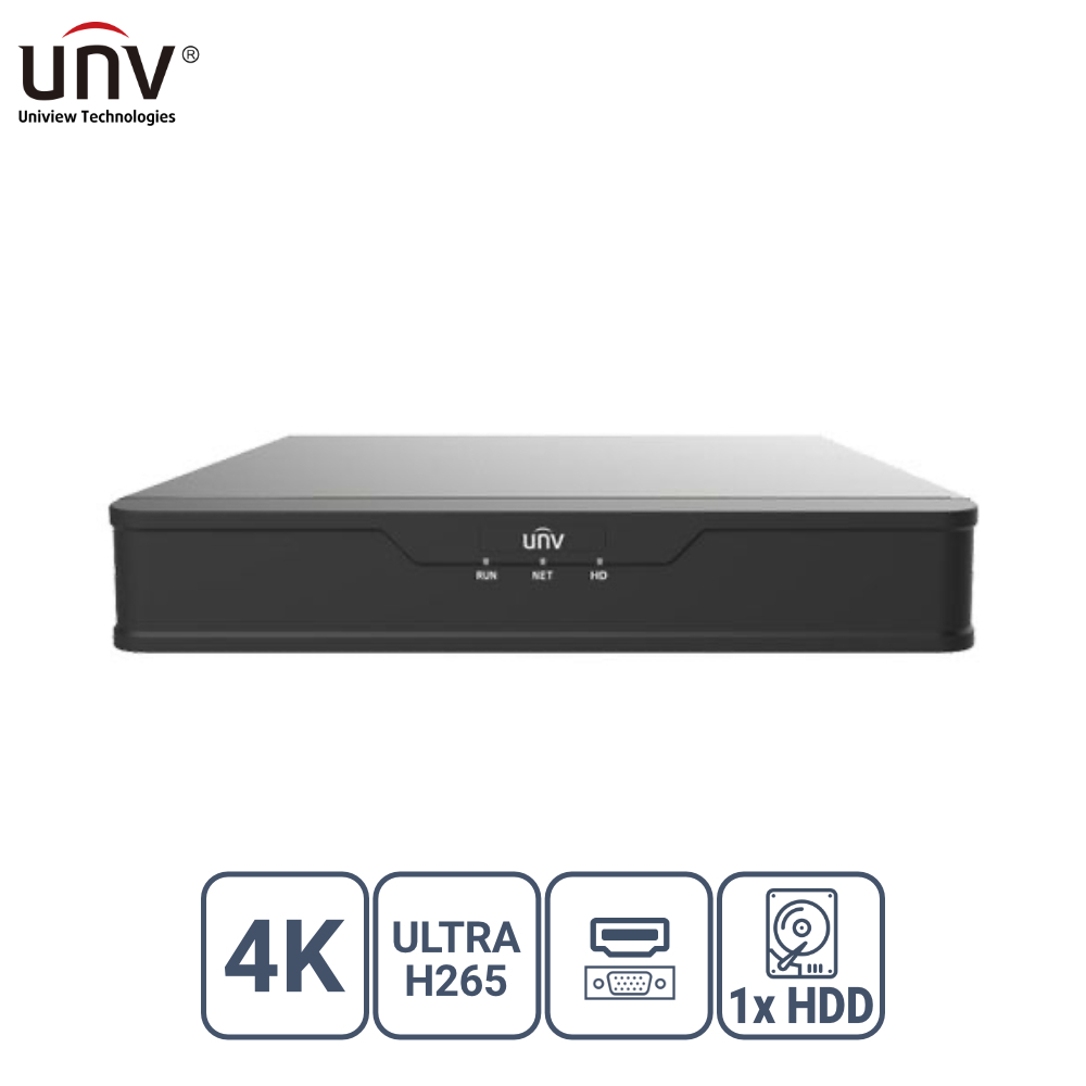 UNIVIEW UNIVIEW NVR301-16S3 16 KANAL VGA/HDMI 1x HDD H265+ NVR KAYIT CİHAZI