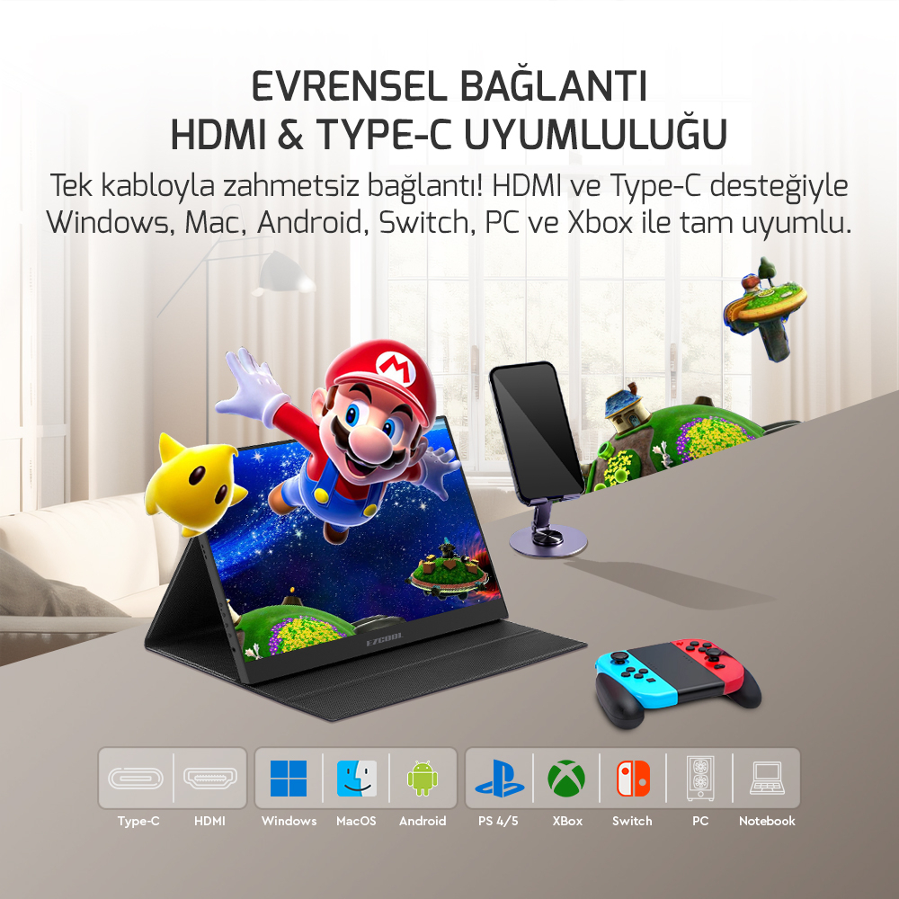 EZCOOL EZCOOL LITE E15 15,6’’ 60HZ FHD PORTABLE TAŞINABİLİR MONİTÖR (SIFIR ÖLÜ PİKSEL GARANTİLİ)