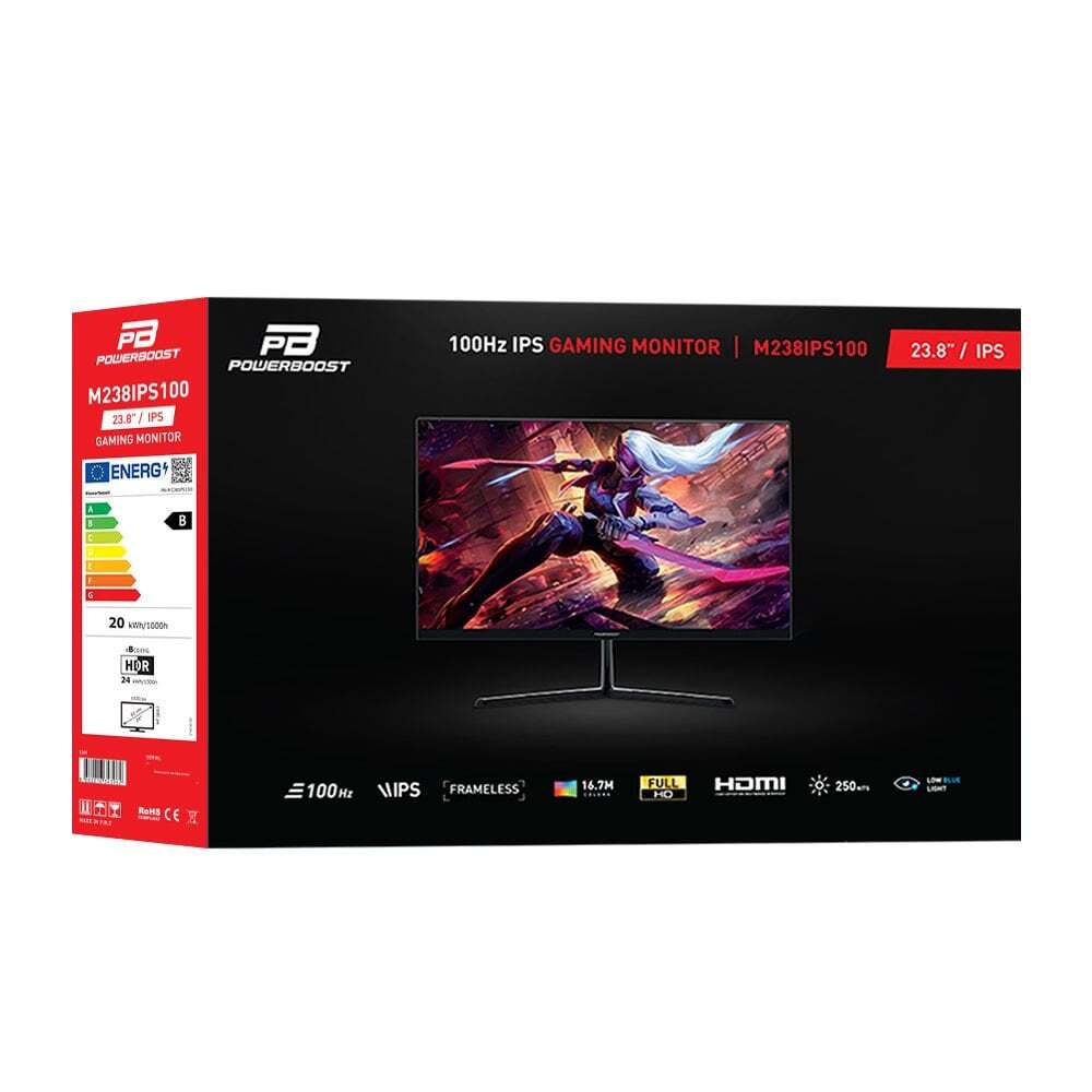 POWERBOOST 23,8" 100Hz IPS Frameless VGA+HDMI LED Gaming Monitör-60348