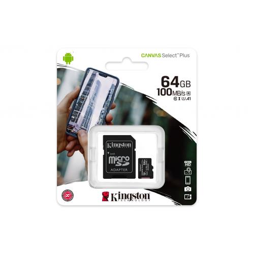 KINGSTON  KINGSTON SDCS2/64GB, CANVAS, CL10, 100Mb/s, MicroSD Kart Bellek (SD AdaptÃ¶rlÃ¼) 