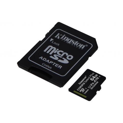 KINGSTON  KINGSTON SDCS2/64GB, CANVAS, CL10, 100Mb/s, MicroSD Kart Bellek (SD AdaptÃ¶rlÃ¼) -45252