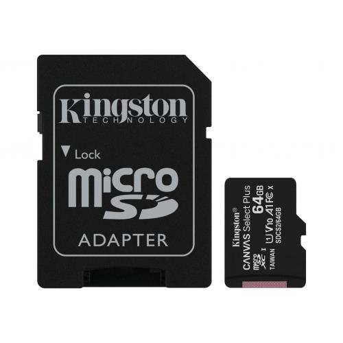 KINGSTON  KINGSTON SDCS2/64GB, CANVAS, CL10, 100Mb/s, MicroSD Kart Bellek (SD AdaptÃ¶rlÃ¼) -45253