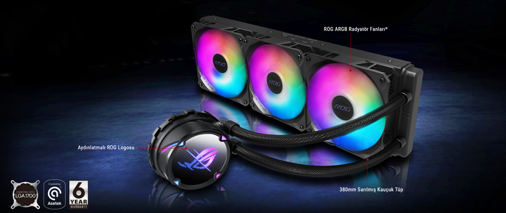 ASUS ASUS ROG STRIX LC III 360 ARGB AURA SYNC RGB 120MM*3 ADRESLENEBİLİR RGB FAN CPU SIVI SOĞUTUCUSU
