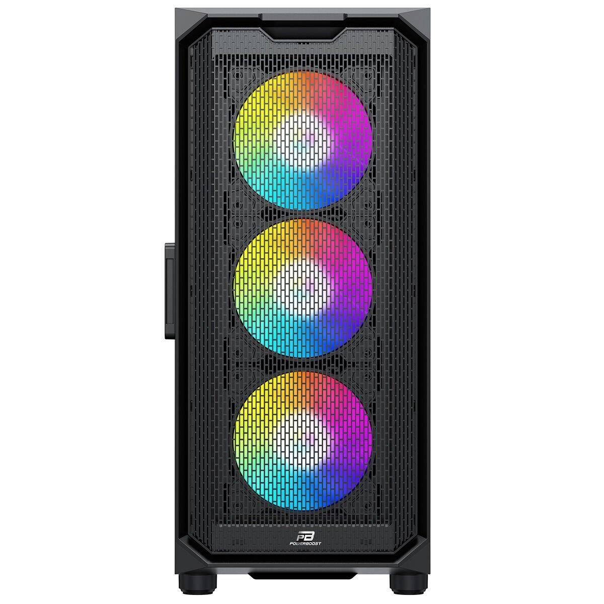 POWERBOOST  VK-K521B 650w 80+ USB 3.0 ATX Mesh Ring RGB fan siyah Kasa
