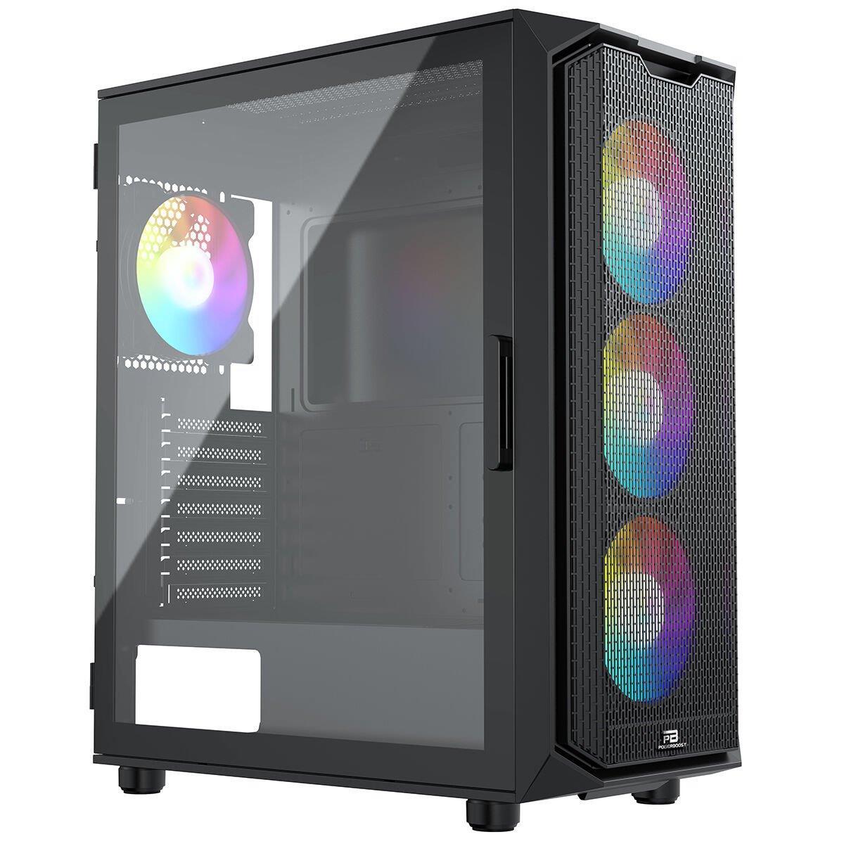 POWERBOOST  VK-K521B 650w 80+ USB 3.0 ATX Mesh Ring RGB fan siyah Kasa-58334