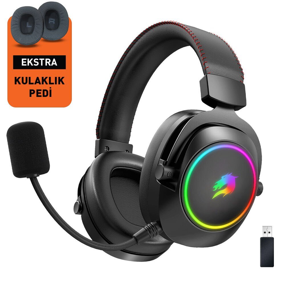 GAMEBOOSTER GameBooster WBH44  RGB Wireless 2.4G+BT Siyah Oyuncu Kulaklığı