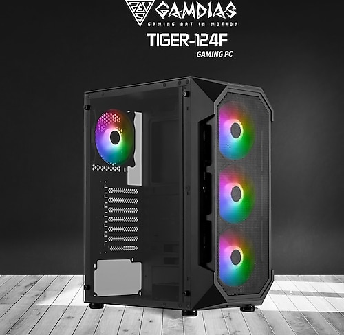 GAMDıAS GAMDIAS TIGER-124F, i5-12400F, 16Gb Ram, 512Gb NVMe SSD, 8Gb GDDR5 RX580 Ekran Kartı, 500W Kasa, Free Dos GAMING PC