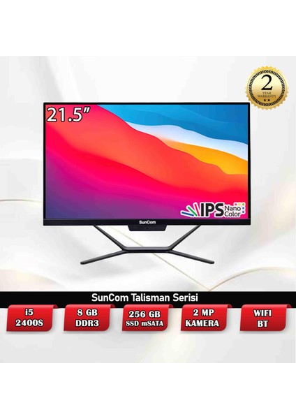 SUNCOM SUNCOM TALİSMAN SCA-52482M21 I5-2400S 8GB 256SSD 21.5" IPS NONTOUCH FREE-DOS SIYAH ALL IN ONE PC