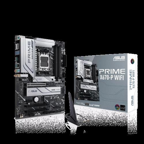 ASUS ASUS PRIME X670-P WIFI, 4xDDR5, 3xM.2, HDMI, DP, Type-C, Wi-Fi 6, Bluetooth v5.2, AMD Ryzen 7000 Serisi, AM5 Soket Anakart