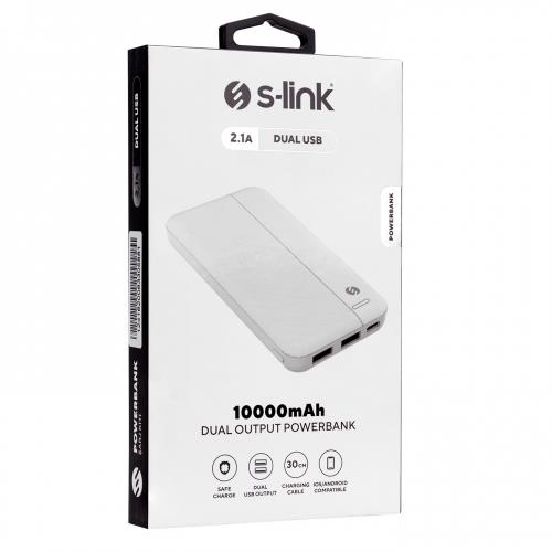 S-LINK S-LINK IP-G10N, Beyaz, 10.000mAh, 2xUSB, 1xMicro USB, 1xType-C, 4 LED Göstergeli, PowerBank