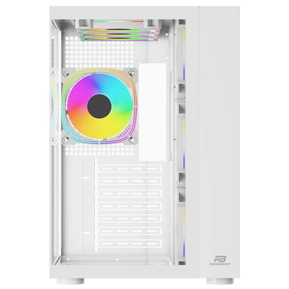 POWERBOOST PowerBoost PB-SS02W Sea View USB 3.0, ATX 7 x ARGB Fanlı, Beyaz Kasa (PSU Yok)-60129