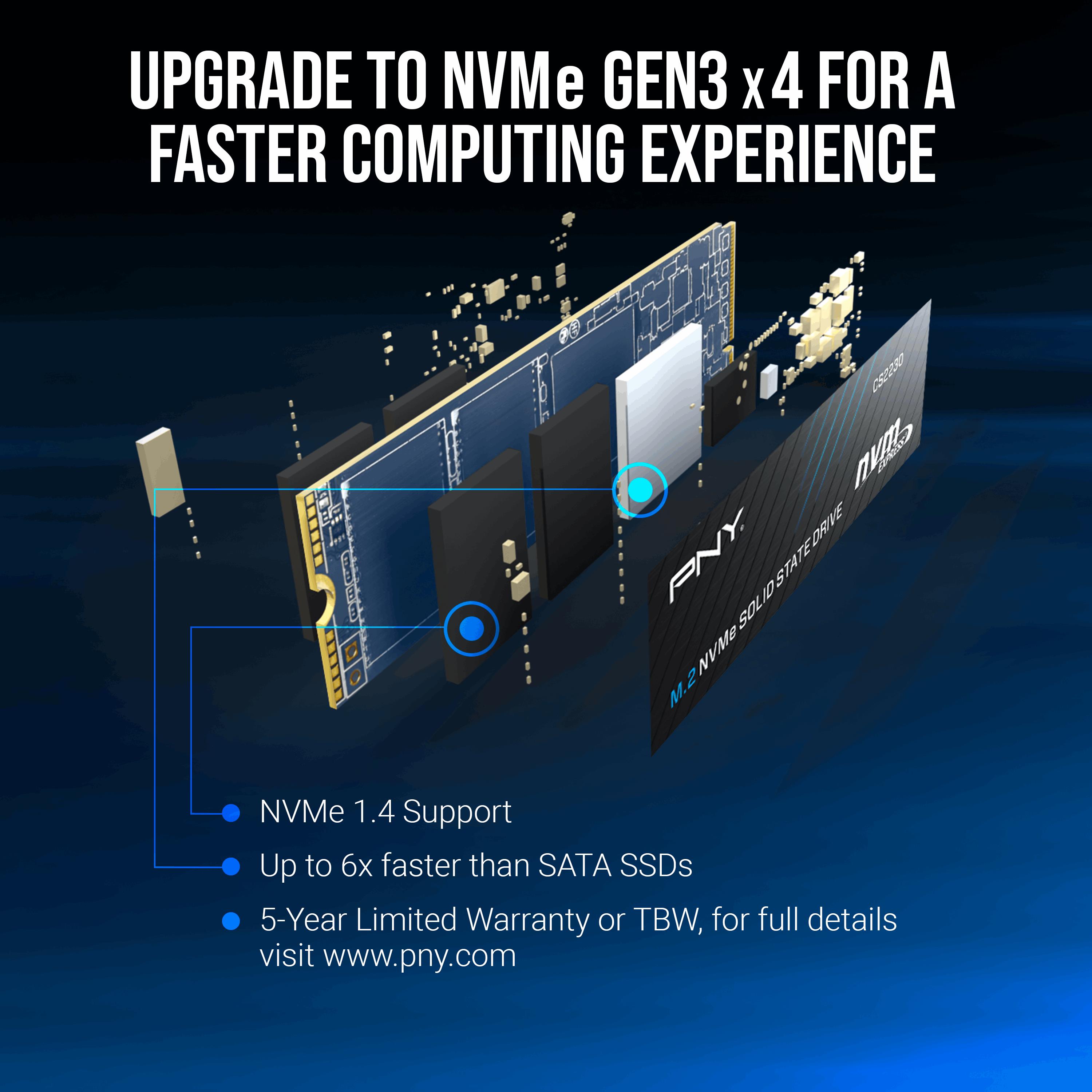 PNY PNY CS2230 1 TB 3300/2600 NVMe PCIe M.2 SSD (M280CS2230-1TB-RB)-57527