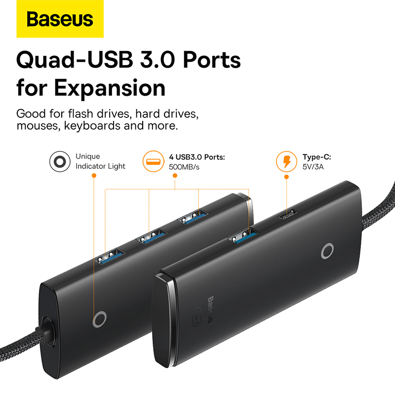 BASEUS BASEUS WKQX030301 TYPE-C TO USB 3.0*4 ÇEVİRİCİ HUB