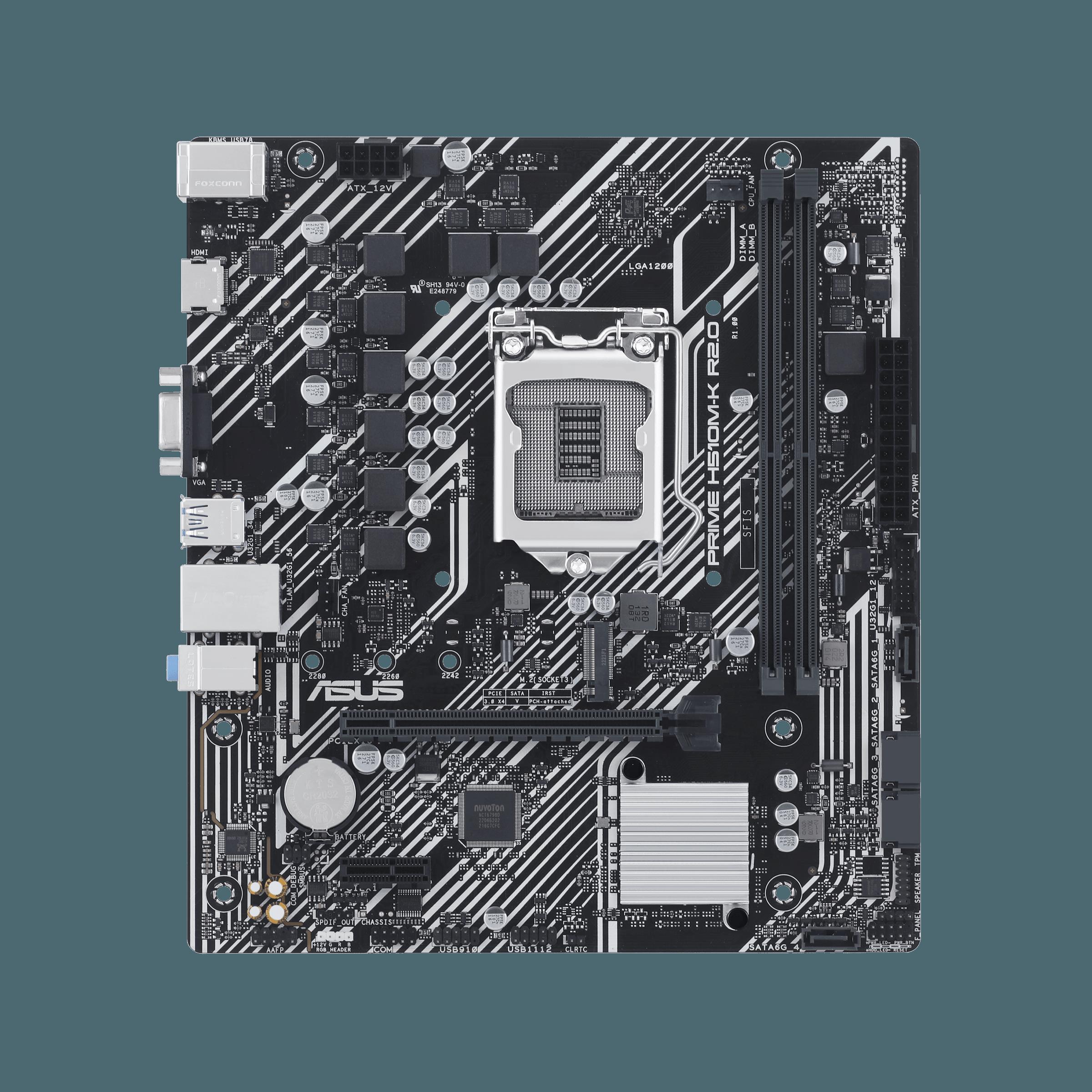 ASUS ASUS MB PRIME H510M-K R2.0 Intel H510 LGA1200 DDR4 3200 HDMI VGA M2 USB3.2 mATX ASUS 5X PROTECTION III Armoury Crate AI Suite 3-28233