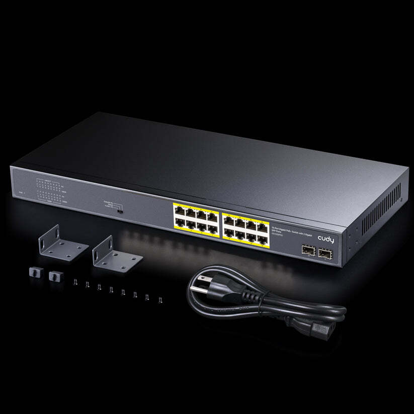CUDY Cudy GS1020PS2 16 Port 10/100/1000Mbps 2*SFP VLAN&Extend 200W 19" Rock-Mount POE+ Ethernet Switch-59328